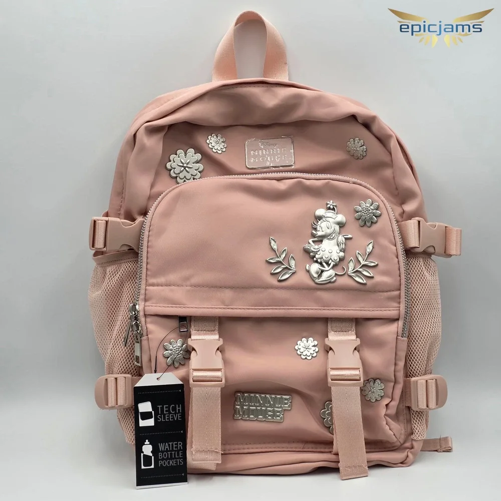 Disney Minnie Mouse Floral Blush Multi-Pocket Backpack New